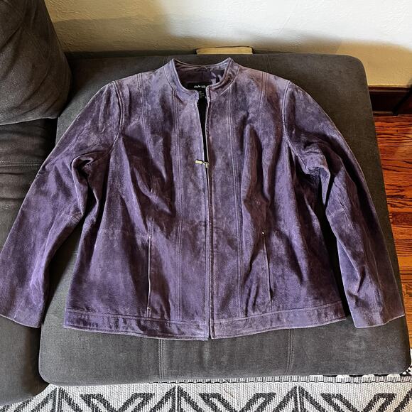 Style & Co Jacket Womens‎ 18W Genuine Leather Full Zip Lined New Plus Size Suede - Picture 3 of 11